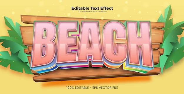 Efecto de texto editable en la playa en el estilo de la tendencia moderna