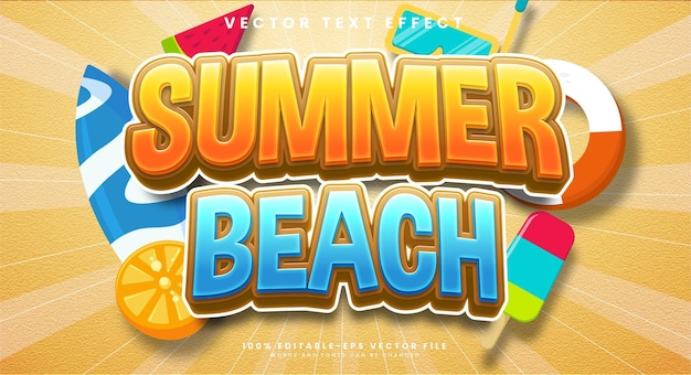 Efecto de texto editable en la playa de verano adecuado para celebrar el evento de verano