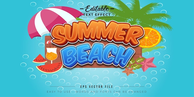 Efecto de texto editable para la playa de verano