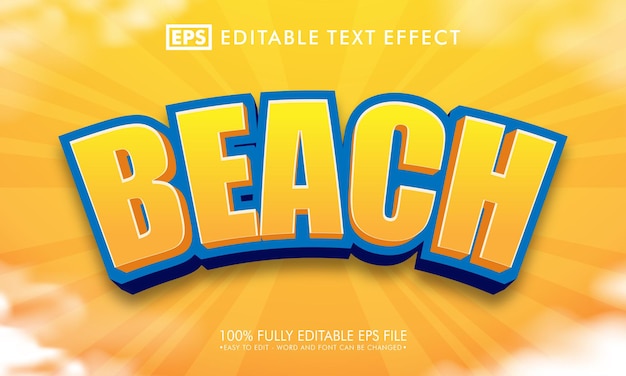 Efecto de texto editable de playa