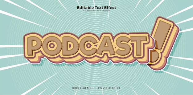 Efecto de texto editable de podcast en estilo de tendencia moderna