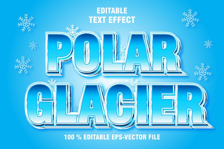 Vector efecto de texto editable polar glacier 3d estilo moderno