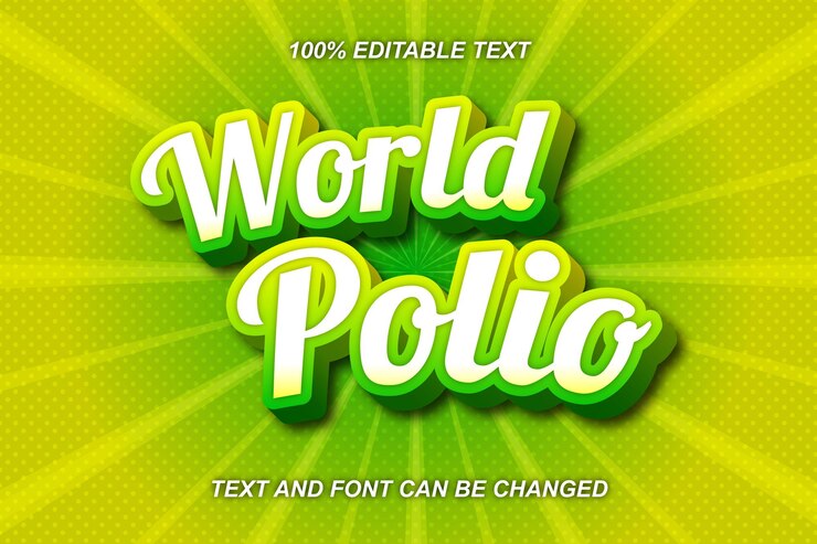 Vector efecto de texto editable de poliomielitis mundial estilo cómico