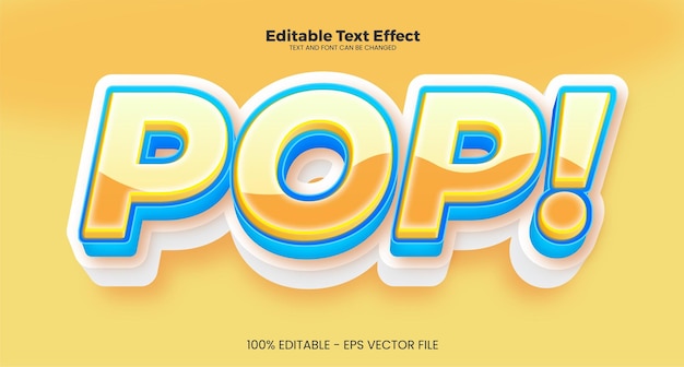 Efecto de texto editable pop 3d en estilo de tendencia moderna