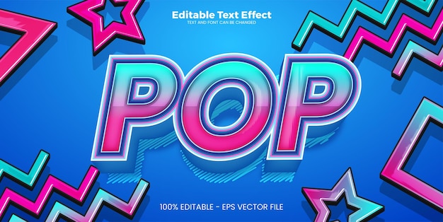 Vector efecto de texto editable pop en estilo de tendencia moderna