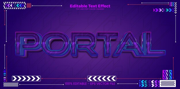 Efecto de texto editable del portal en el estilo de la tendencia cibernética moderna