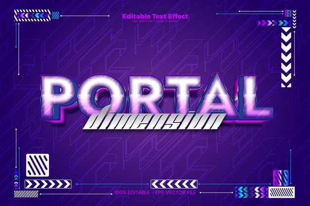 Efecto de texto editable del portal en el estilo de la tendencia cibernética moderna