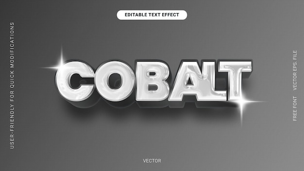 Efecto de texto editable premium Cobalt Chrome estilo vector de futurismo y2k