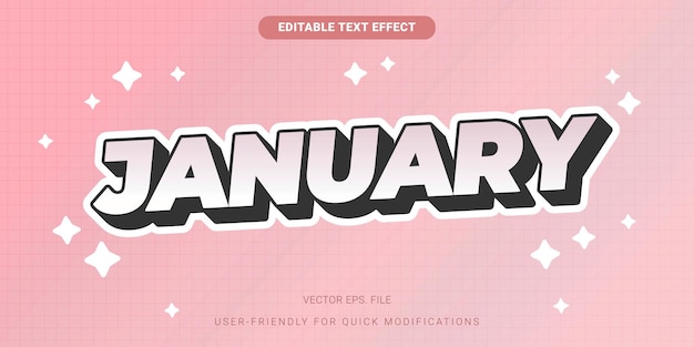 Efecto de texto editable premium enero Gradiente rojo suave vector de estilo cómic