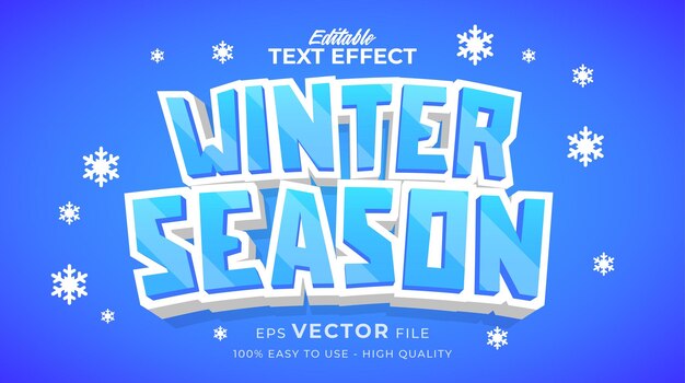 Efecto de texto editable premium de tipografía de temporada de invierno