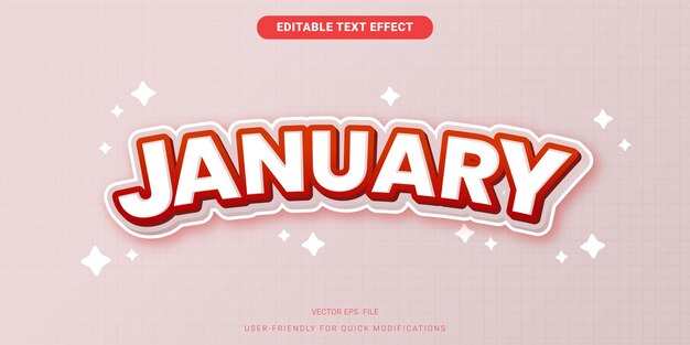 Efecto de texto editable premium Vector de gradiente rojo vibrante de enero