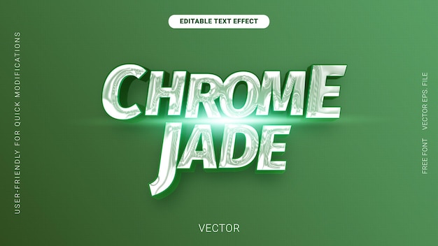Efecto de texto editable premium Vector de plantilla de estilo cromo esmeralda Jade