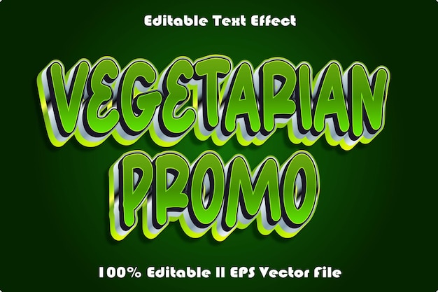 Vector efecto de texto editable de promoción vegetariana