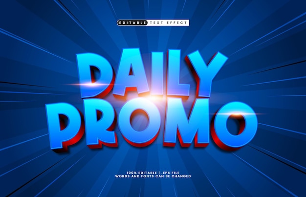 efecto de texto editable promocional diario con un estilo de texto de venta y promocional
