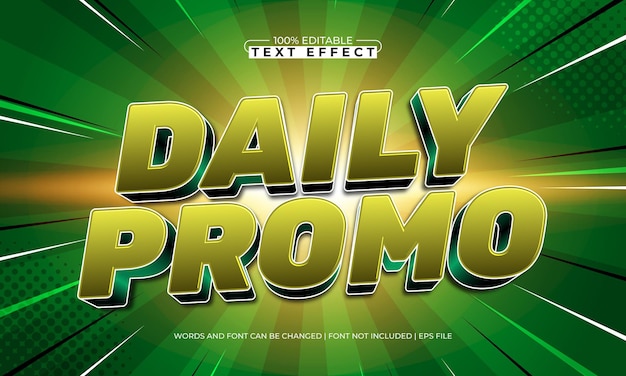 efecto de texto editable promocional diario con un precio y un estilo de texto promocional