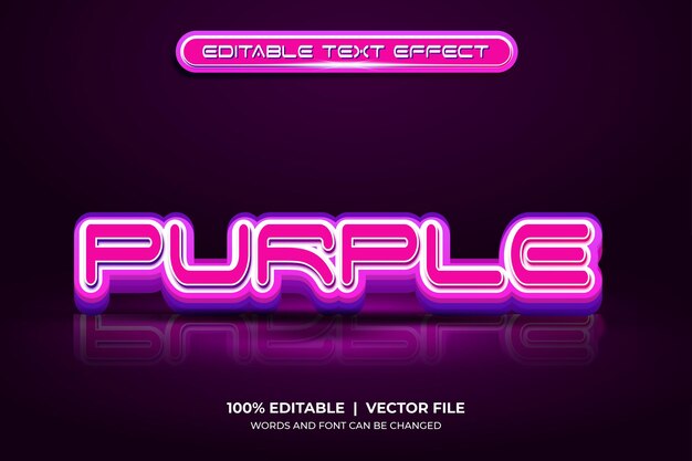 Efecto de texto editable púrpura 3d efecto de texto editable vectorial