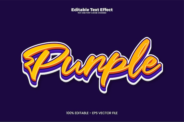 Efecto de texto editable púrpura en el estilo de la tendencia moderna