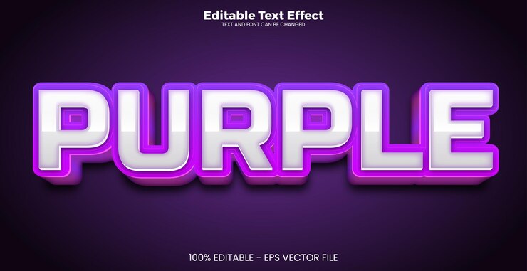 Vector efecto de texto editable púrpura en el estilo de la tendencia moderna