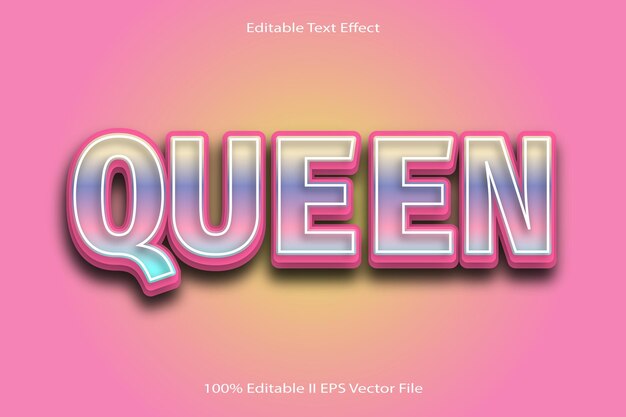 Efecto de texto editable Queen Estilo degradado de dibujos animados en relieve 3d