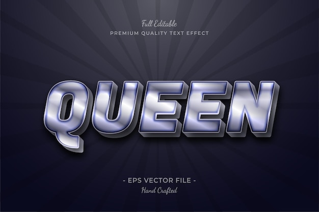 Efecto de texto editable Queen Silver Elegant