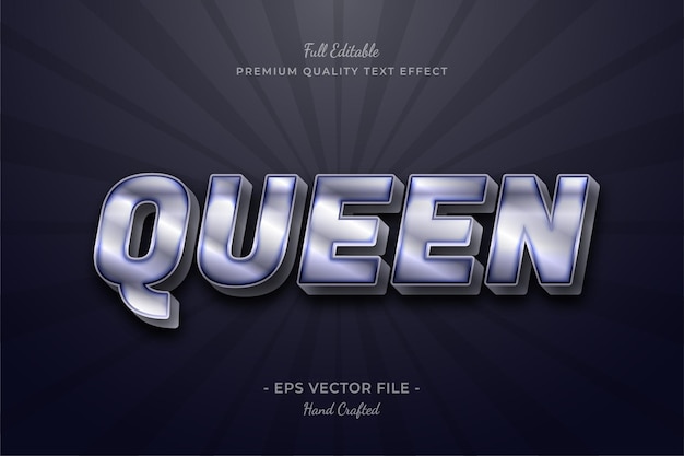 Vector efecto de texto editable queen silver elegant