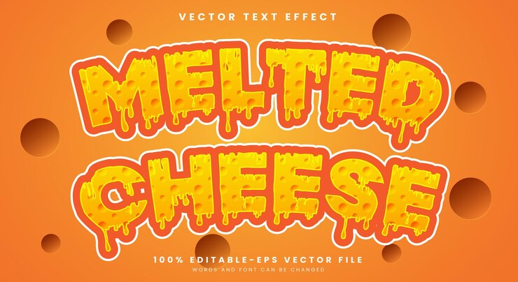 Vector efecto de texto editable de queso derretido plantilla adecuada para el estilo de queso