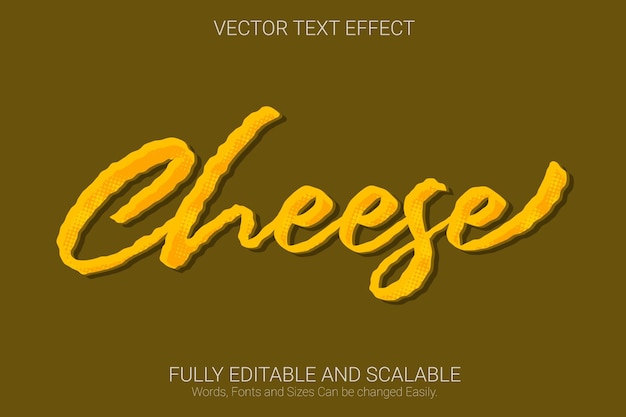 Efecto de texto editable de queso, estilo de texto de color amarillo