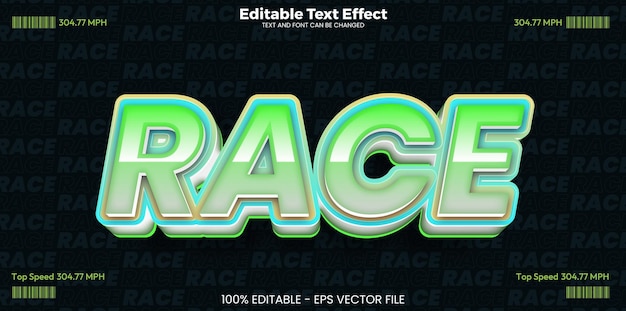 Efecto de texto editable de RACE en el estilo de la tendencia moderna