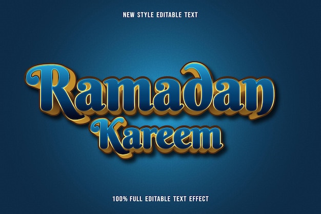 Efecto de texto editable ramadan kareem color azul y dorado