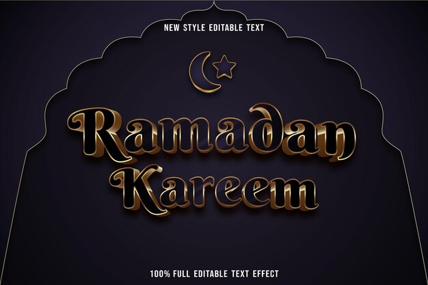 Vector efecto de texto editable ramadan kareem color azul marino y dorado
