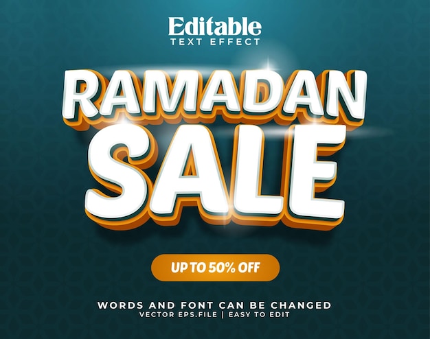 Efecto de texto editable ramadan kareem Etiqueta venta banner pegatina insignia anuncios pop-up banner Oferta especial Ramadan Big Sale Promoción islámica ilustración vectorial con estilo realista y de lujo