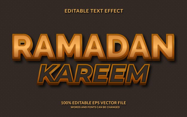 Efecto de texto editable ramadan kareem gold