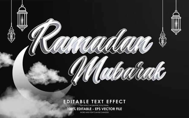Efecto de texto editable de Ramadan Mubarak con fondo islámico