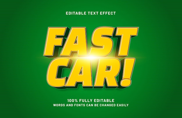 Efecto de texto editable rápido para automóviles en estilo de texto de carrera y velocidad