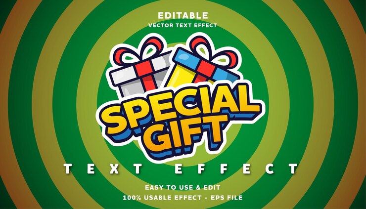Vector efecto de texto editable de regalo especial con un estilo moderno y simple utilizable para el logotipo o el título de la campaña