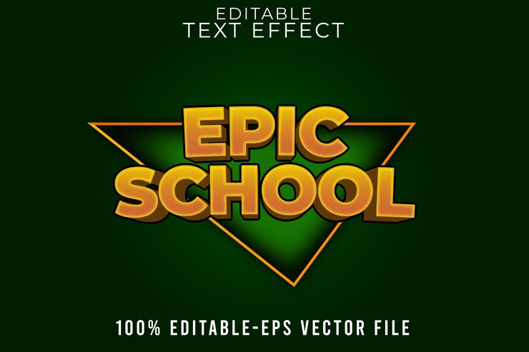Vector efecto de texto editable de regreso al estilo escolar con diseño épico