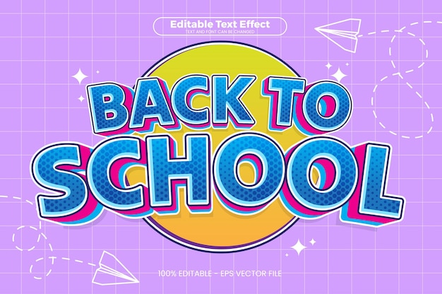 Efecto de texto editable de regreso a la escuela en estilo de tendencia moderna