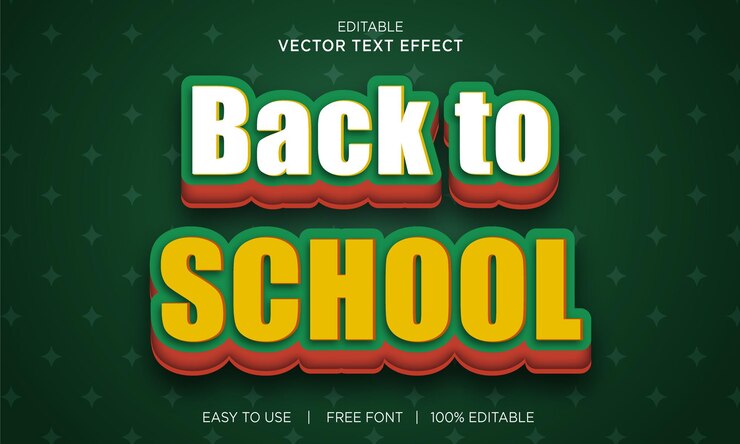 Vector efecto de texto editable de regreso a la escuela con vector premium