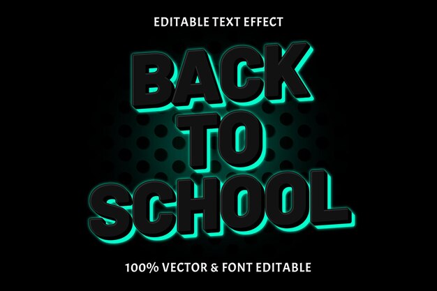 Vector efecto de texto editable de regreso a la escuela