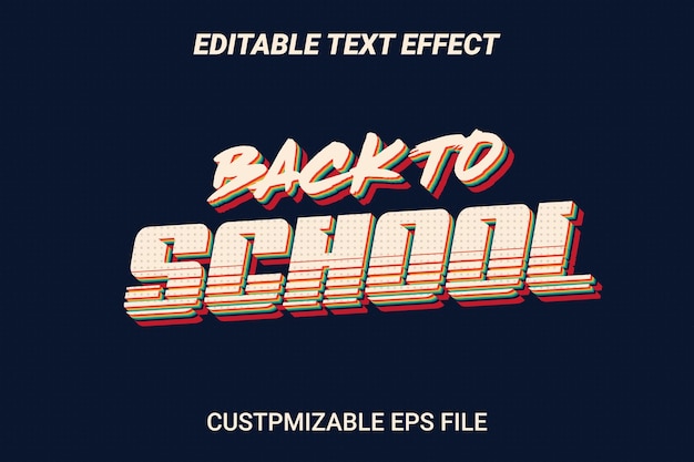 Vector efecto de texto editable de regreso a la escuela