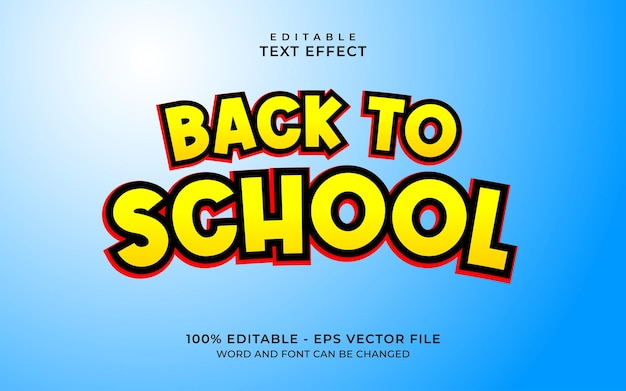 Efecto de texto editable regreso a la escuela.