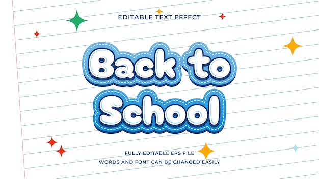 Efecto de texto editable de regreso a la escuela