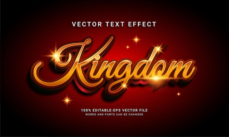 Vector efecto de texto editable de reino