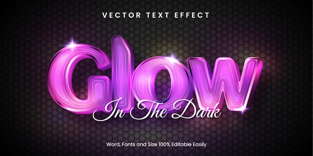 Vector efecto de texto editable resplandor