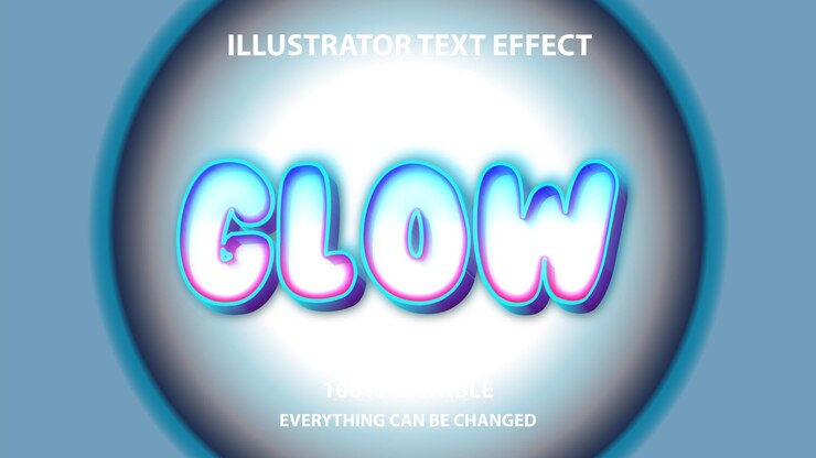 Vector efecto de texto editable resplandor