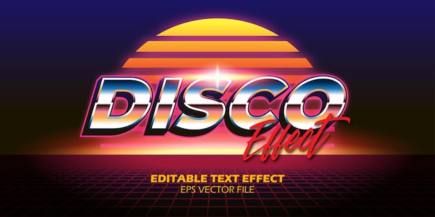 Vector efecto de texto editable retro 80s