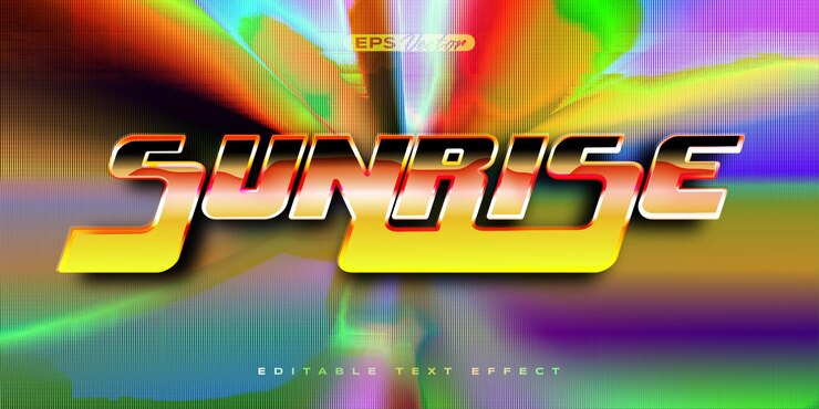 Vector efecto de texto editable retro amanecer y2k