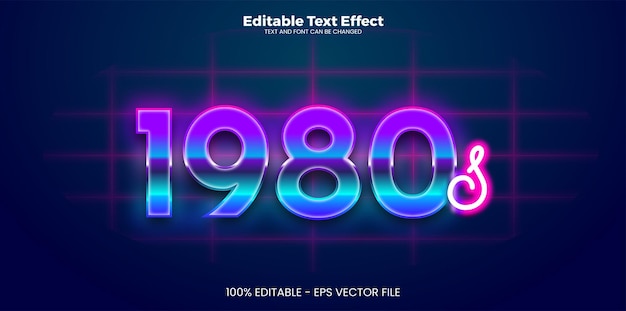 Vector efecto de texto editable retro de los años 80 en estilo de tendencia moderna