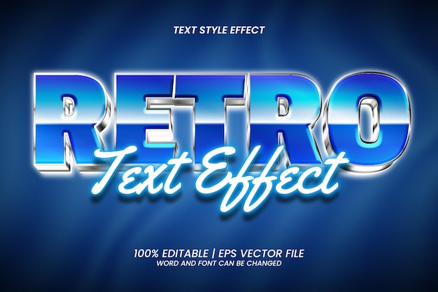 Efecto de texto editable retro azul estilo 3d