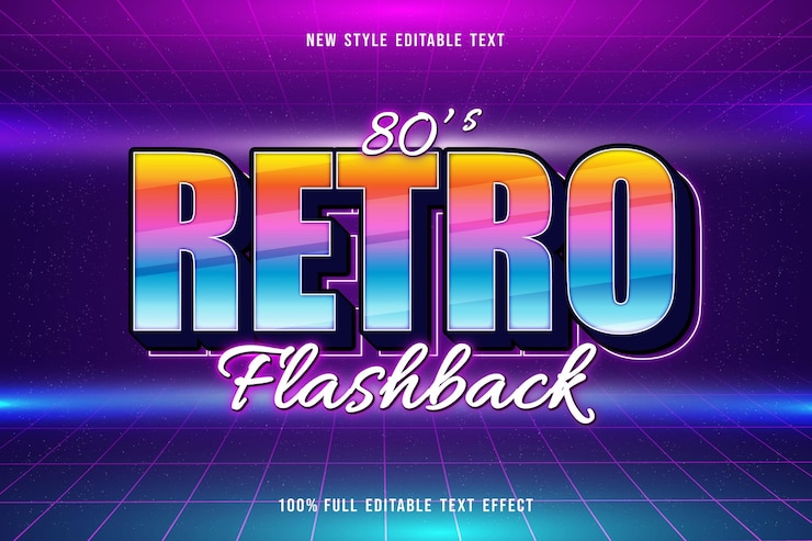 Vector efecto de texto editable retro flashback estilo retro